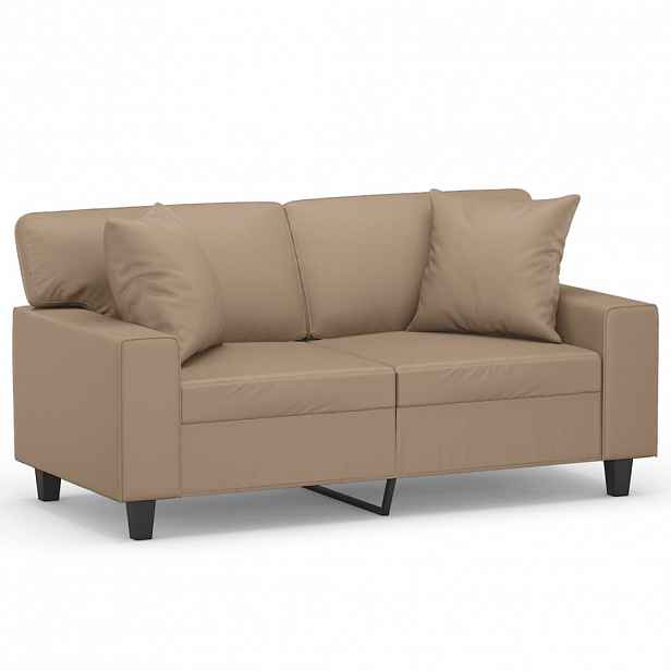 vidaXL 2místná pohovka s polštáři cappuccino 120 cm umělá kůže
