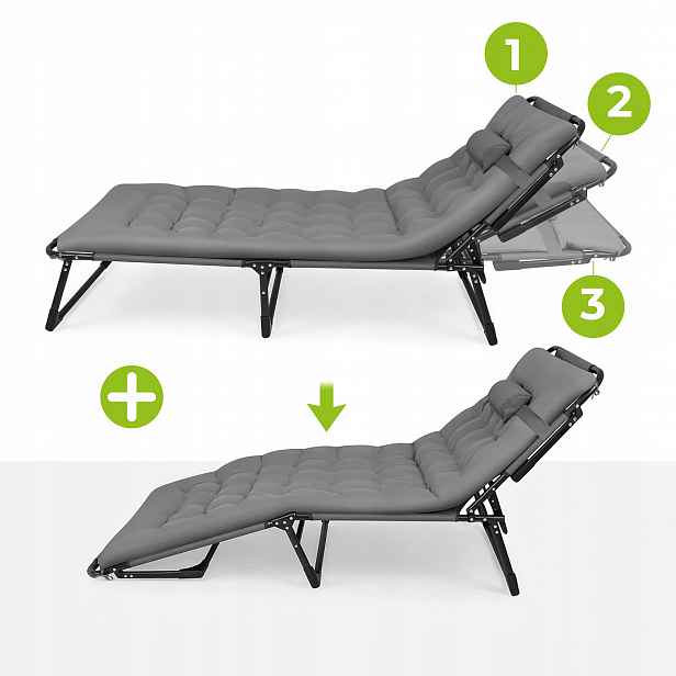 Trizand 27633 Skládací zahradní lehátko s matrací 192 x 68 x 28 cm, šedé
