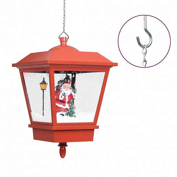 vidaXL Vánoční závěsná lampa LED světlo a Santa červená 27x27x45 cm