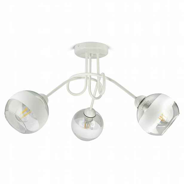 Závěsná stropní lampa Lustr Bílá Skleněné Koule Bílý Belt PE3 Led E27