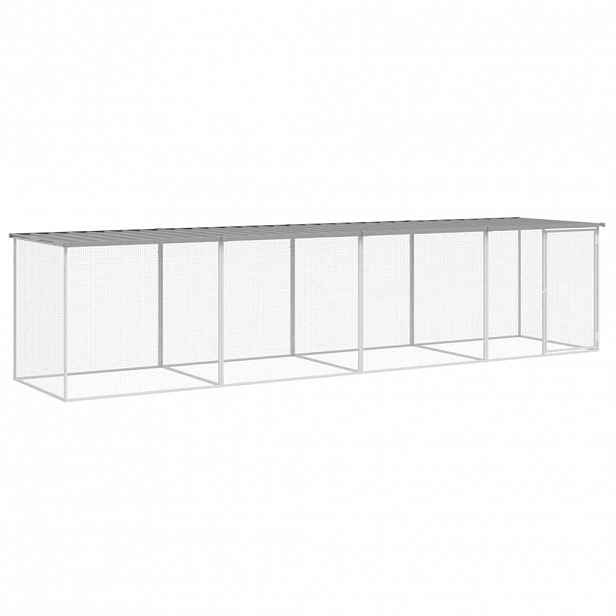 vidaXL Klec pro kuřata se střechou světle šedá 403 x 98 x 90 cm ocel