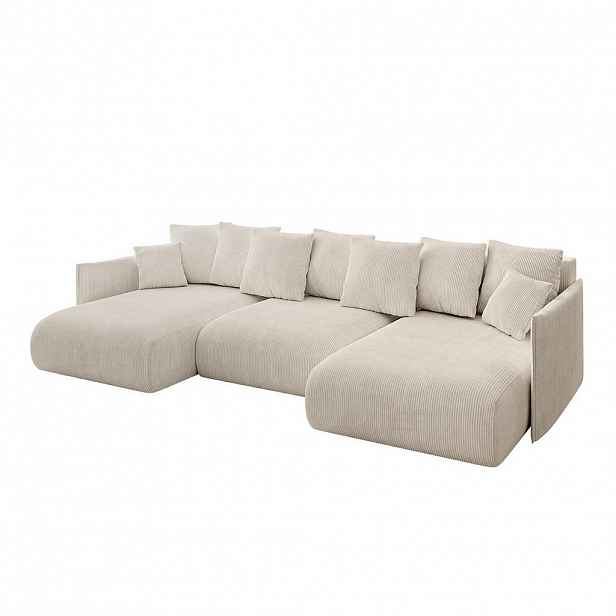 ALTDECOR SEDACÍ SOUPRAVA s funkcí lůžka a úložným prostorem pod sedákem ONESK-U 317x177x72 béžový manšestr