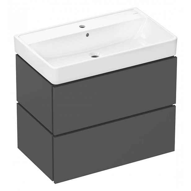 Hansgrohe Xilesa E - Skříňka s umyvadlem, 78x73x48 cm, 2 zásuvky, břidlicová matná šedá 54397760