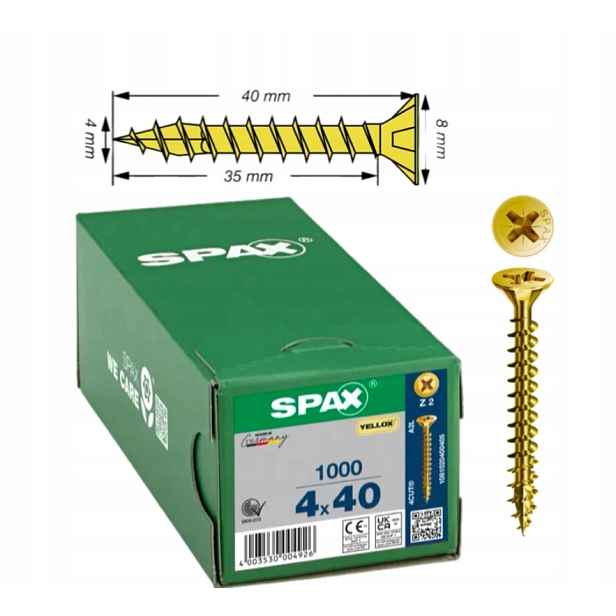 Univerzální šroub na dřevo yello-x (zlatý) spax 4 x 40 mm 1000 ks