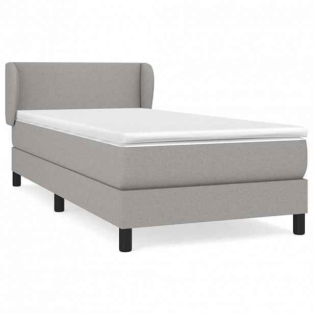 vidaXL Box spring postel s matrací světle šedá 90x200 cm textil