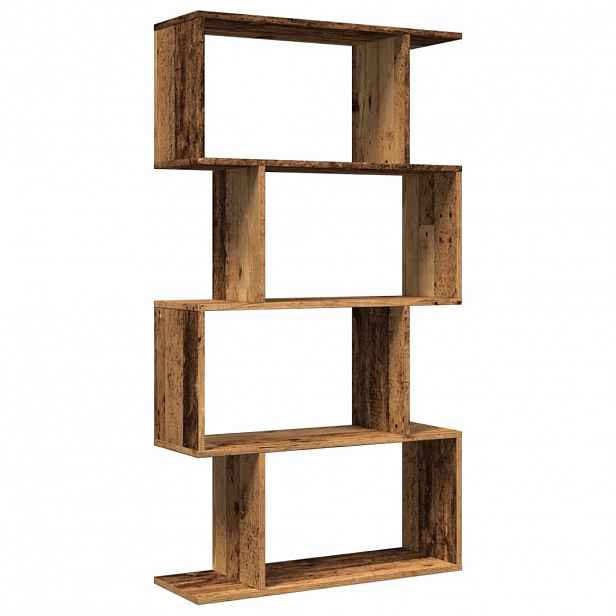 vidaXL Knihovna/dělící stěna 4patrová old wood 70x24x129 cm kompozit