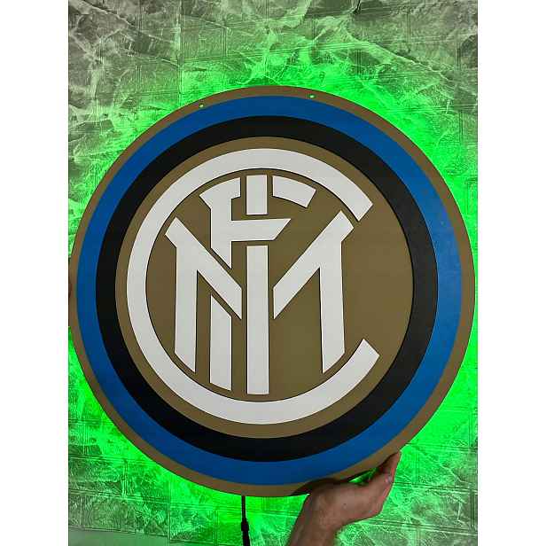 Herb Inter Milan Dřevěný 3D obraz Dárek Noční Lampa Led