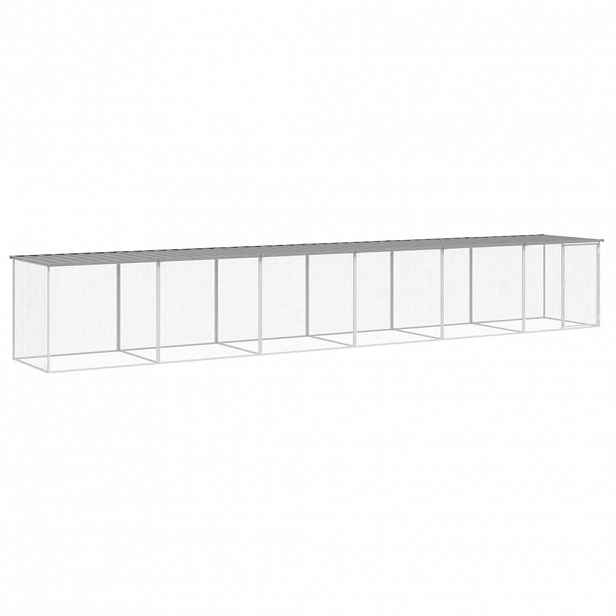 vidaXL Klec pro kuřata se střechou světle šedá 603 x 98 x 90 cm ocel