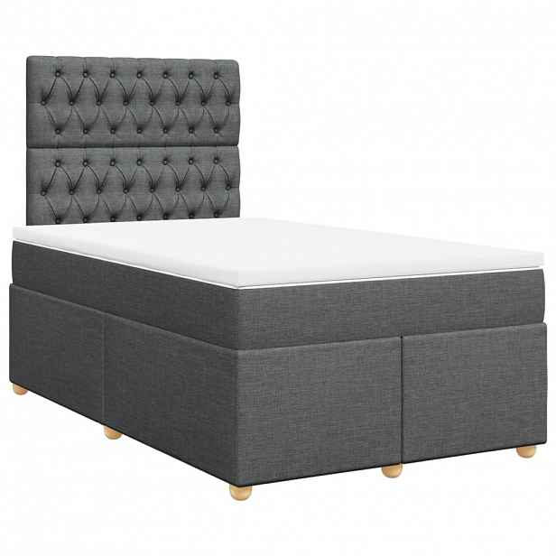 vidaXL Box spring postel s matrací tmavě šedá 120x190 cm textil