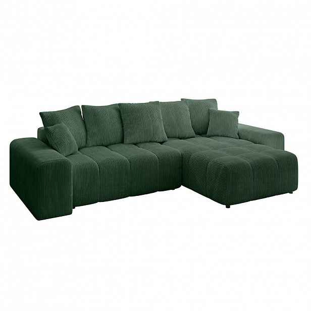 ALTDECOR ROHOVÁ SEDACÍ SOUPRAVA s otomanem vpravo ENIL-L 297x189x68 zelená manšestr