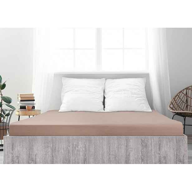 Jersey prostěradlo z mako bavlny LUXORA 180x200 cm světle hnědé