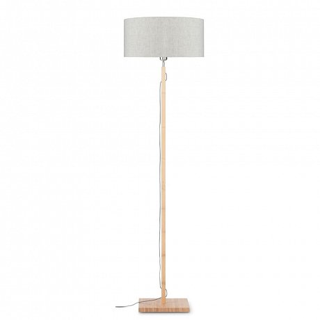 Stojací lampa se světle béžovým stínidlem a konstrukcí z bambusu Good&Mojo Fuji