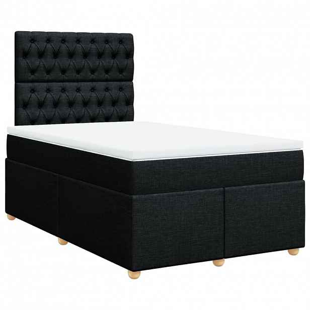 vidaXL Box spring postel s matrací černá 120x190 cm textil