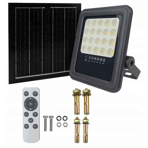 Led reflektor Halogen Venkovní 50W se solárním panelem, senzor soumraku