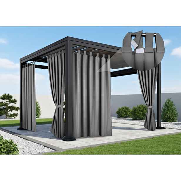 Venkovní zahradní závěs s poutky na suchý zip LISBOA tmavě šedá 02 různé rozměry Mybesthome Rozměr: 155x200 cm