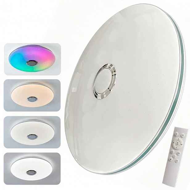 Stropní Svítidlo Stropní Svítidlo s Rgb reproduktorem 3000-6500k Bluetooth Dálkový Ovladač Ø50CM