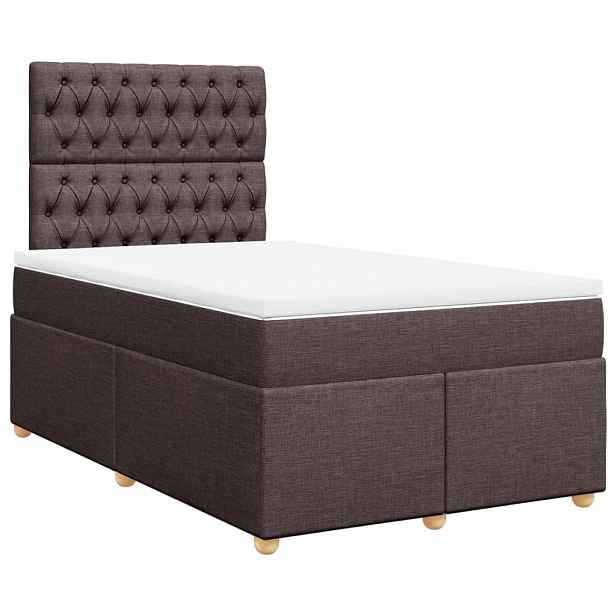 vidaXL Box spring postel s matrací tmavě hnědá 120x190 cm textil