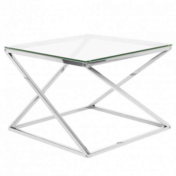 Beliani KONFERENČNÍ STOLEK Sklo Stříbrný čtvercový 60/60 cm Beverly