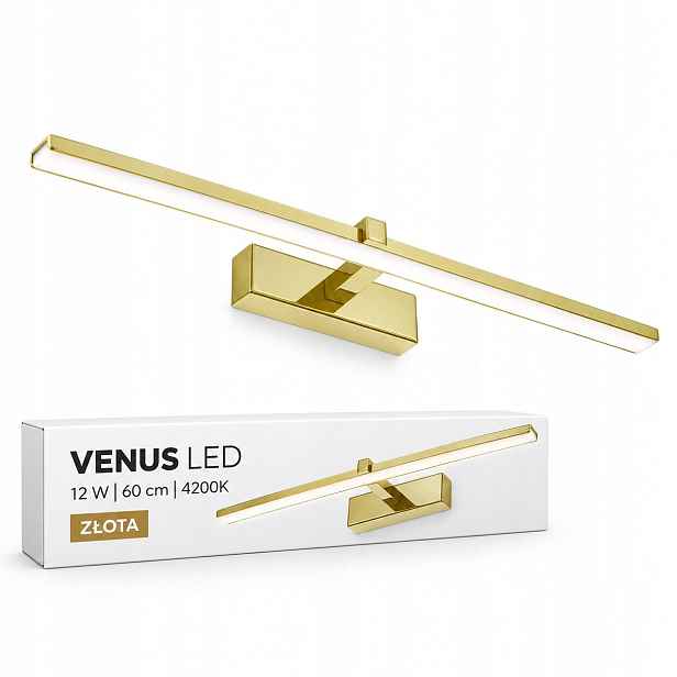 Do koupelny svítidlo Venus 12W 60cm zlaté Led 840lm 4200K IP44 nad zrcadlo