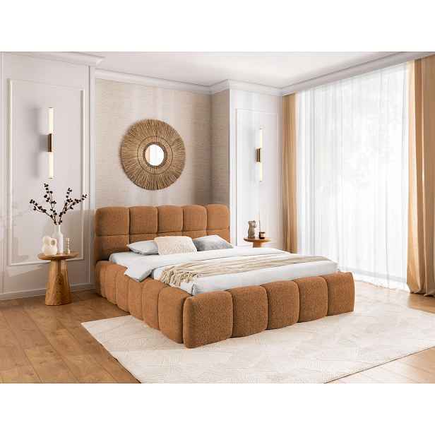 Manželská čalouněná postel 200x200 ZOUZETE - hnědá