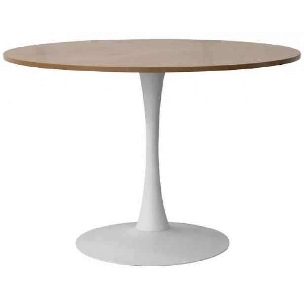 Kulatý jídelní stůl Ronduel, 110 cm, bílý/dub