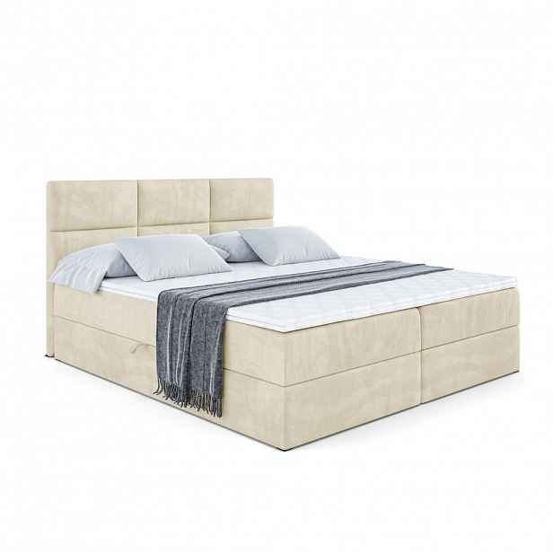 ALTDECOR AMERICKÁ postel s matrací H4 a lamelovým roštem – OHIO – 180 × 200 cm – H4 – béžová