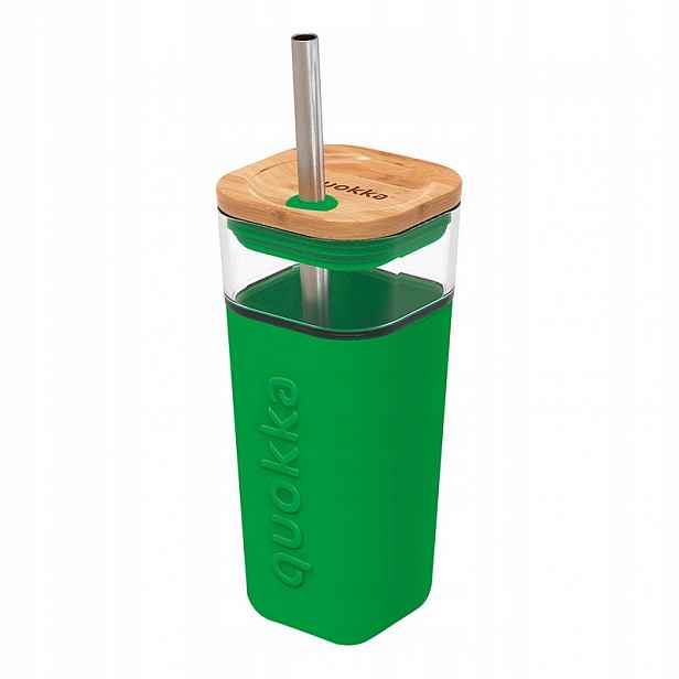 Borosilikátový skleněný hrnek 540 ml s brčkem z nerezové oceli Green