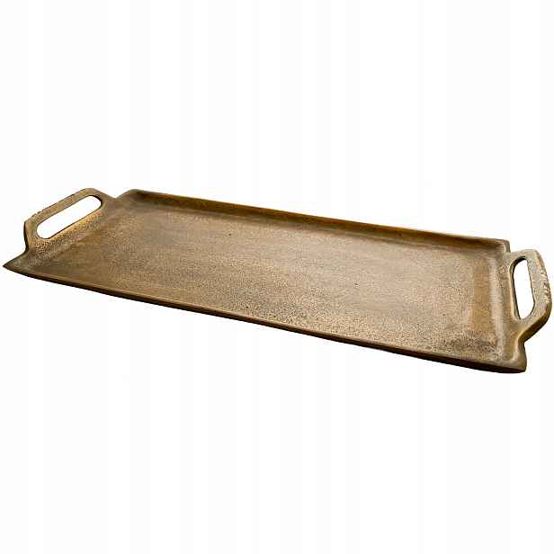 Dekorativní Kovová Obdélníková Miska 46x20 cm s úchytkami, staré zlato