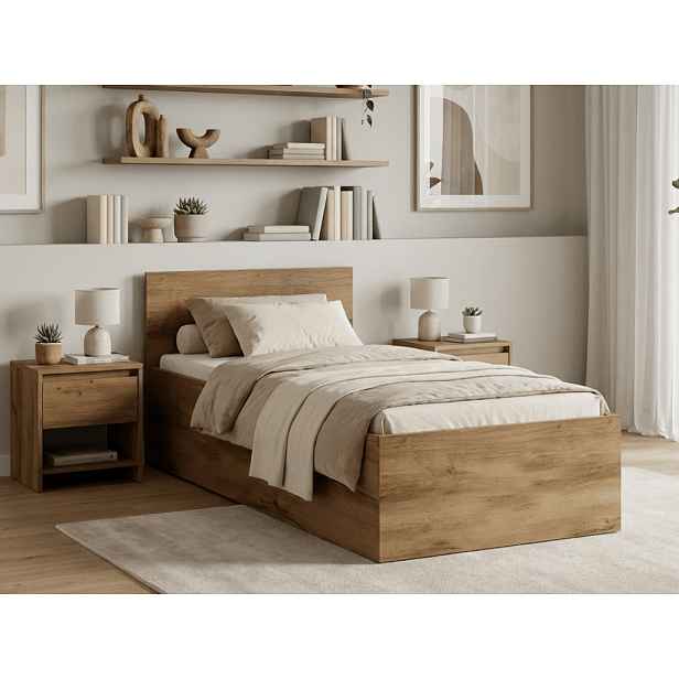 Postel SOFIA 90 x 200 cm, dub artisan Rošt: S lamelovým roštem, Matrace: Matrace Sommera 18 cm