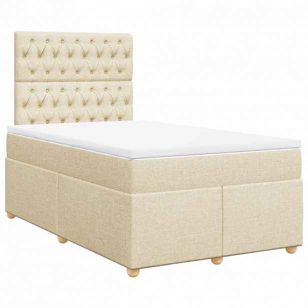vidaXL Box spring postel s matrací krémová 120x190 cm textil