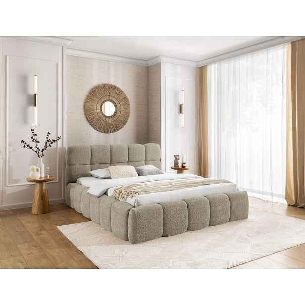 Manželská čalouněná postel 200x200 ZOUZETE - šedá