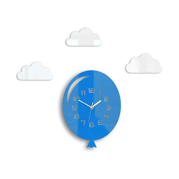 ModernClock Nástěnné hodiny Balon 30 cm modré