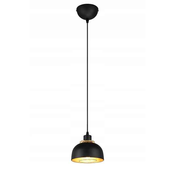 Závěsná lampa lustr nad stůl černo zlatá Rl
