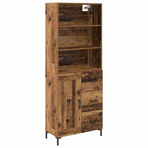 vidaXL Vysoký bufet Staré dřevo 69,5 x 34 x 180 cm Kompozitní dřevo