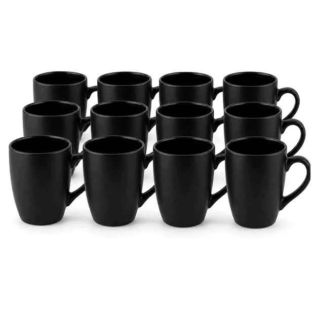 Černé keramické hrnky na čaj 340 ml Sada 12 kusů Black London