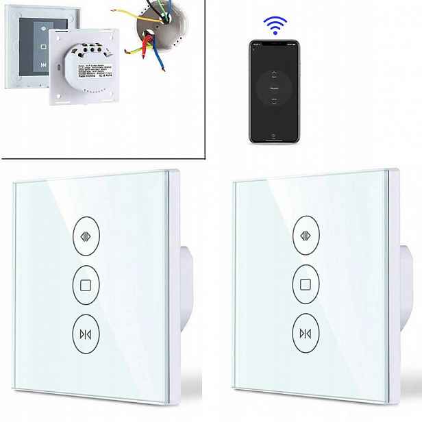Skleněný Dotykový Spínač Wifi pro Záclonové Žaluzie Bílý Bistabilní