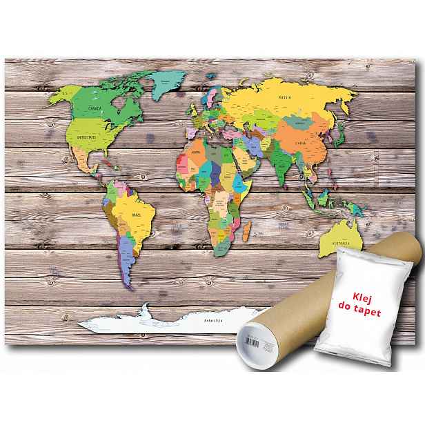 Vinylová fototapeta Mapa států dřevo 152x104