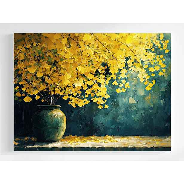 Obraz Na Plátně Canvas Dřevo Stromek Ginkgo Podzim Žluté Listy 80x60