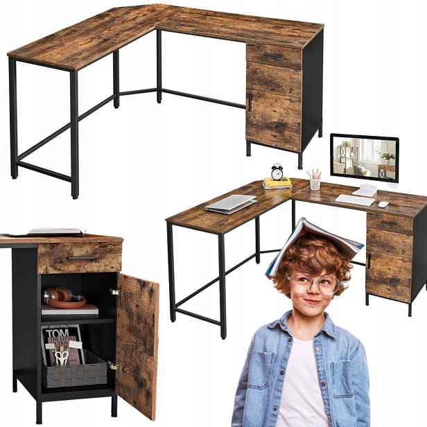 Školní počítačový stůl s skříňkami Loft do pokoje pro mládež a kanceláře