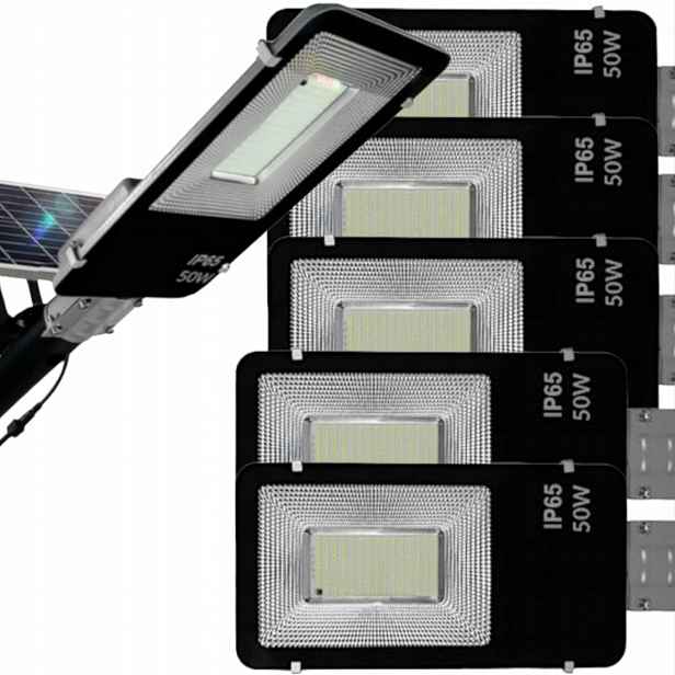 6X Solární Lampa Led 50W Soumrakový Senzor Montážní Držák Na Sloup Na Stěnu