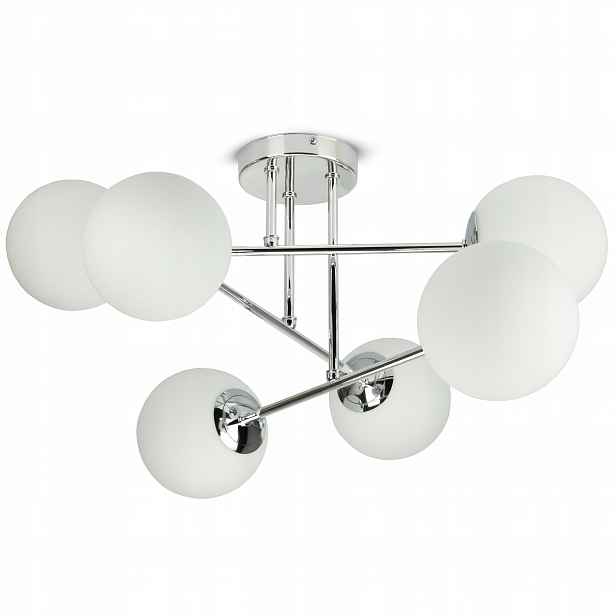 Stropní Svítidlo Lustr Stropní Svítidlo Chrom Skleněné Bílé Kule Glass W6 Led G9