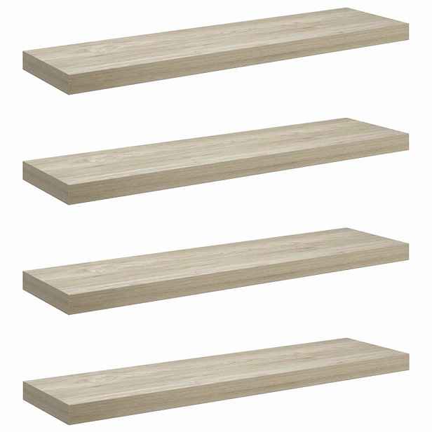 vidaXL Plovoucí nástěnné police 4 ks dub 90 x 23,5 x 3,8 cm MDF