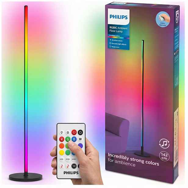 Podlahová lampa Philips Led Rgbic Ambient 142 cm dálkový ovladač synchronizace hudby
