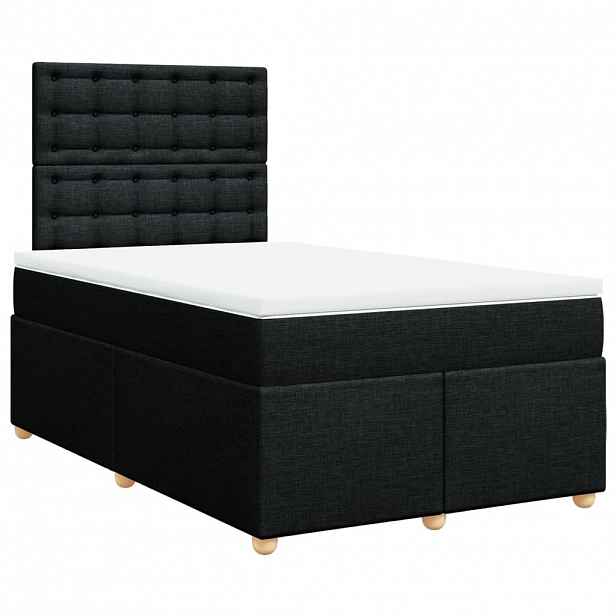 vidaXL Box spring postel s matrací černá 120x190 cm textil