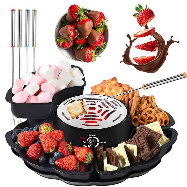 Elektrická fondue Bedee 2v1 pro čokoládu a marshmallow 300W se 4 vidličkami