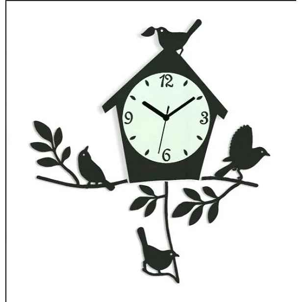 ModernClock Nástěnné hodiny Birds černé