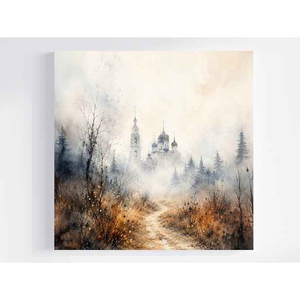 Obraz Na Plátně Canvas Pohled Na Kopec Stezka Kostel Podzim 50x50
