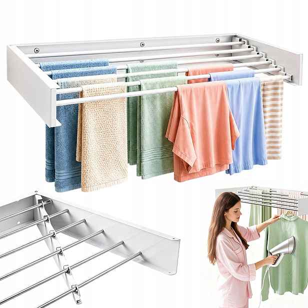 Skládací sušička 6 kořenů hliníku, Ocel Kompaktní konstrukce 100*50 cm
