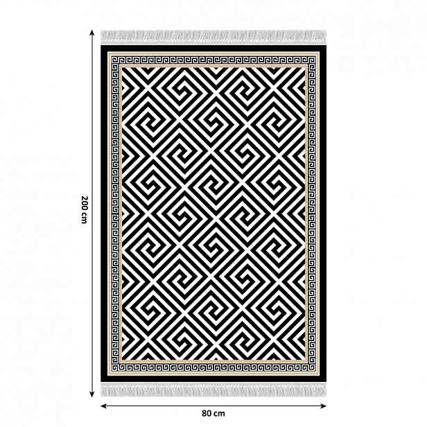 Koberec s třásněmi MOTIVE černobílá / vzor Tempo Kondela 80x200 cm