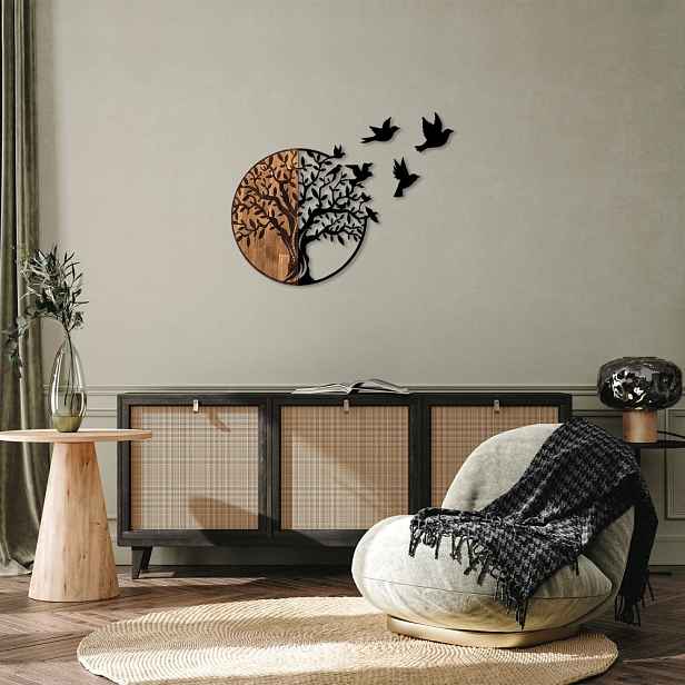 Dekorativní dřevěný doplněk na zeď Tree And Birds - 322